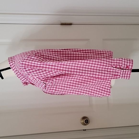 Sugar Rain Size M Pink White Gingham Button Down Long Sleeve Shirt - Picture 3 of 12